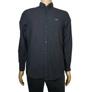 Armani Exchange Slim Shirt Mens Medium Button Down L/S Pinstripes with designs